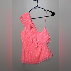 Apt. 9 Coral Ruffled One-Shoulder Blouse